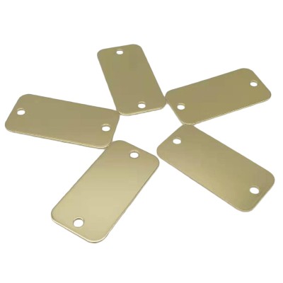 Wholesale Polished Brass Rectangle Blank Tag / Plate / Label With Hole